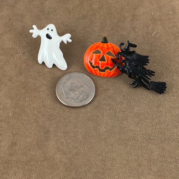 Set Of 3 JJ Jonette Halloween Pins Pumpkin Ghost And Witch Pin - Picture 5 of 5